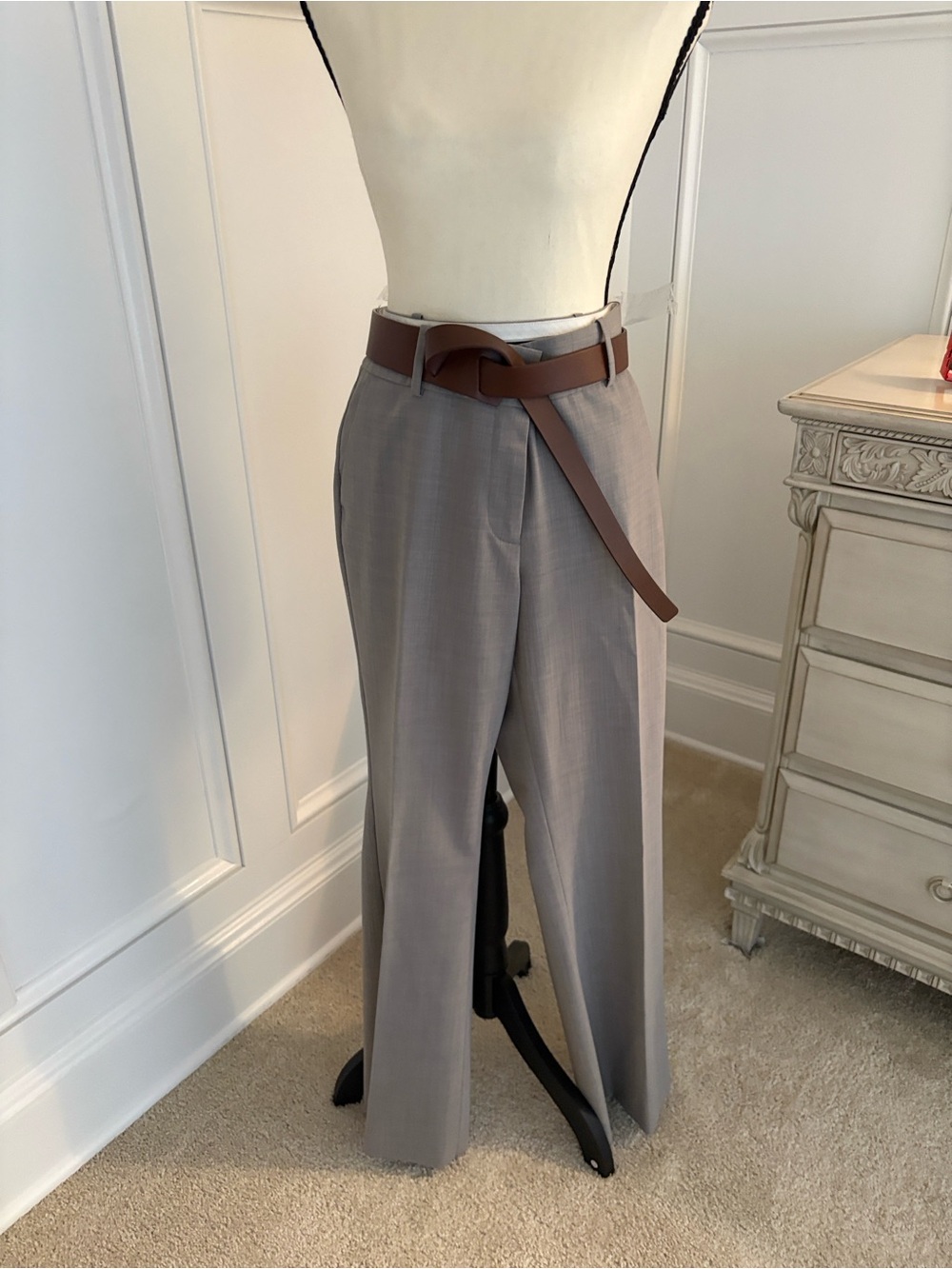 Ann Taylor Gray Straight-Leg Dress Pants